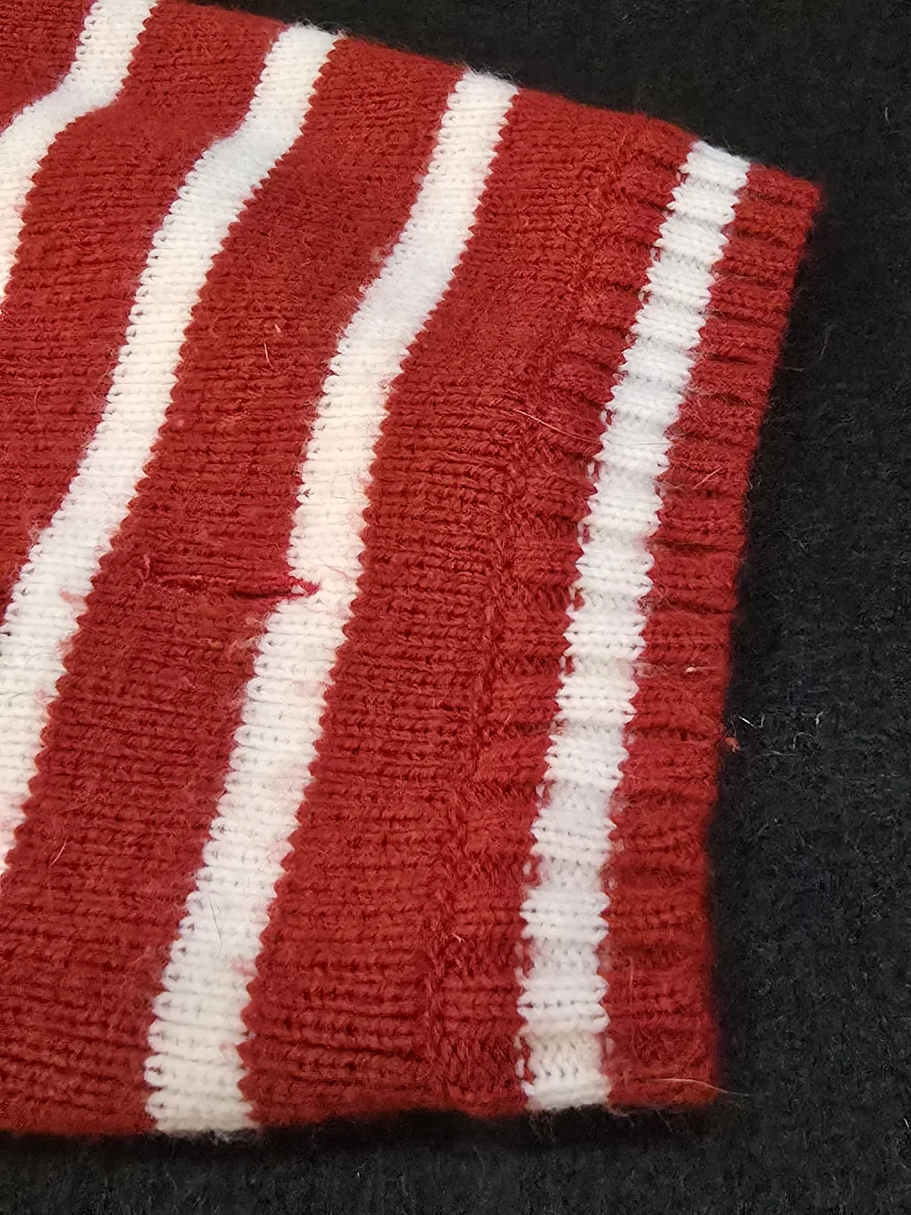 Red & White Striped Holiday Dog Sweater with Polar Bear Applique #688